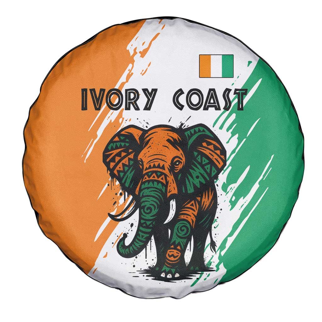 Ivory Coast Spare Tire Cover with Tribal Elephant and Paint Splash Design - Wonder Print Shop