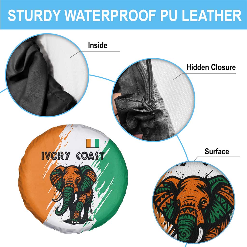 Ivory Coast Spare Tire Cover with Tribal Elephant and Paint Splash Design - Wonder Print Shop