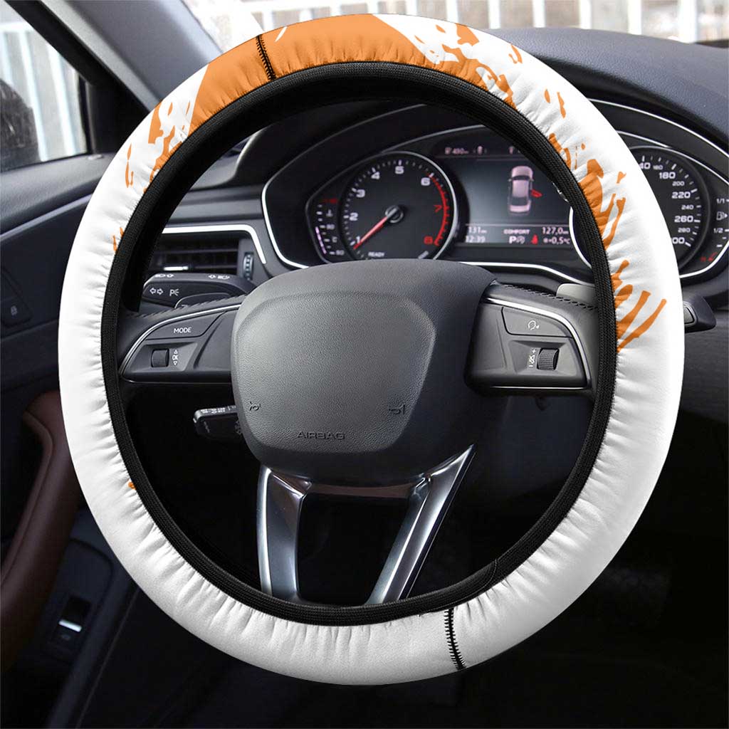 Ivory Coast Steering Wheel Cover with Tribal Elephant and Paint Splash Design - Wonder Print Shop