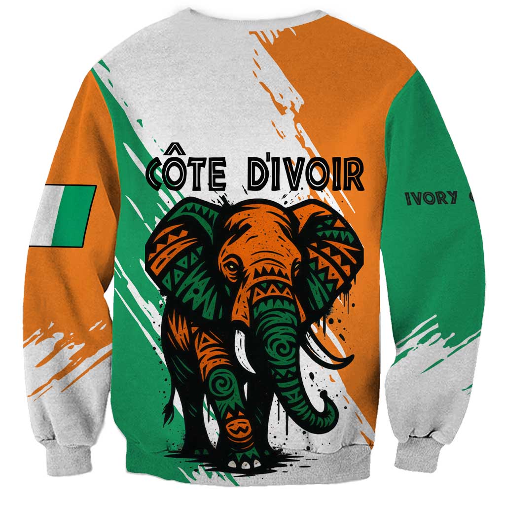Ivory Coast Sweatshirt with Tribal Elephant and Paint Splash Design - Wonder Print Shop