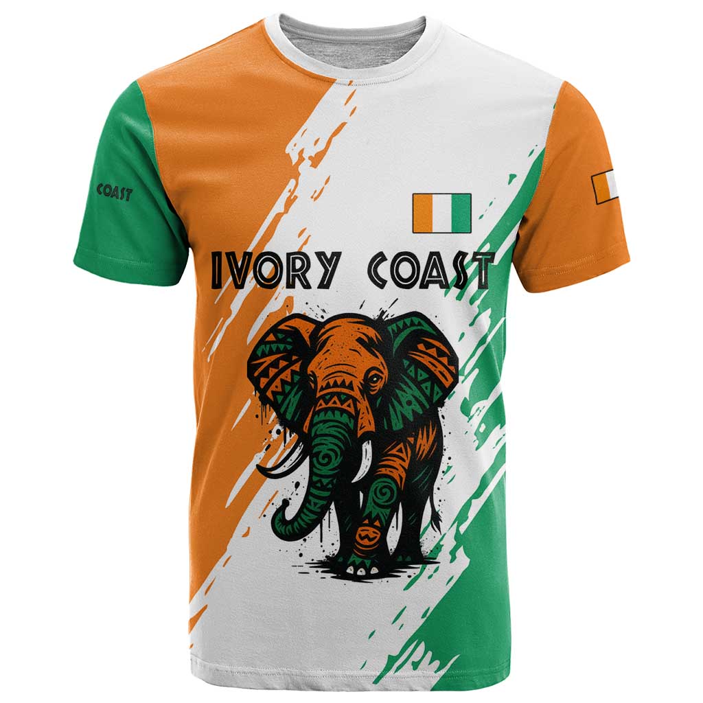 Ivory Coast T Shirt with Tribal Elephant and Paint Splash Design - Wonder Print Shop