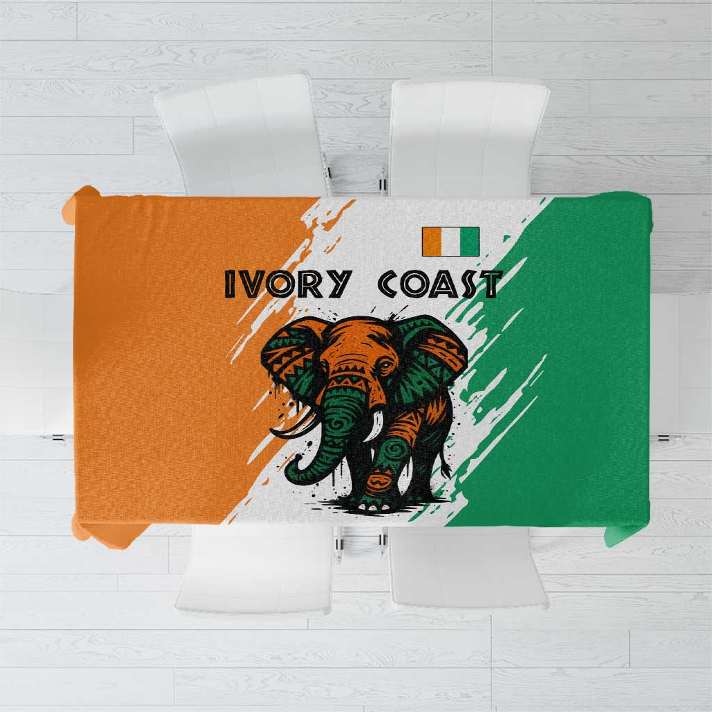 Ivory Coast Tablecloth with Tribal Elephant and Paint Splash Design - Wonder Print Shop