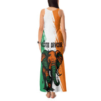 Ivory Coast Tank Maxi Dress with Tribal Elephant and Paint Splash Design - Wonder Print Shop