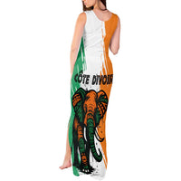 Ivory Coast Tank Maxi Dress with Tribal Elephant and Paint Splash Design - Wonder Print Shop