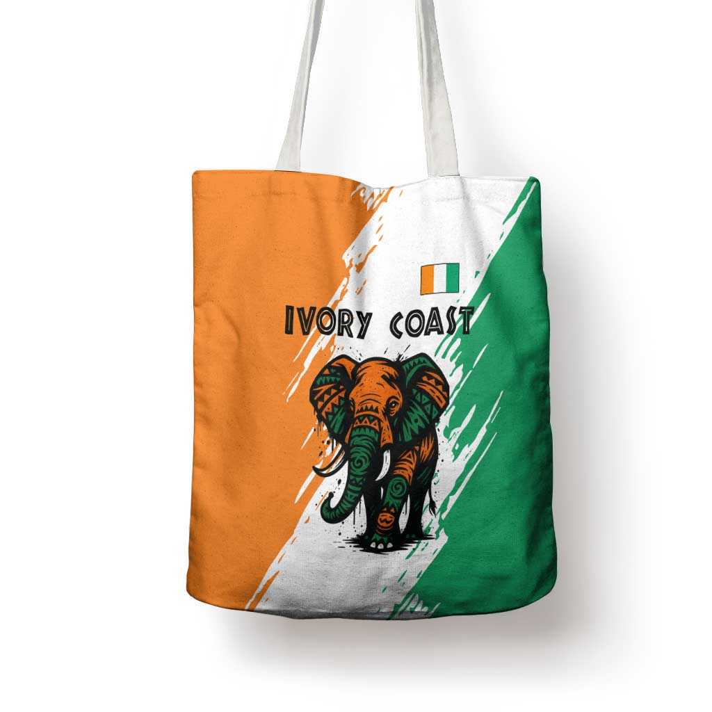 Ivory Coast Tote Bag with Tribal Elephant and Paint Splash Design - Wonder Print Shop