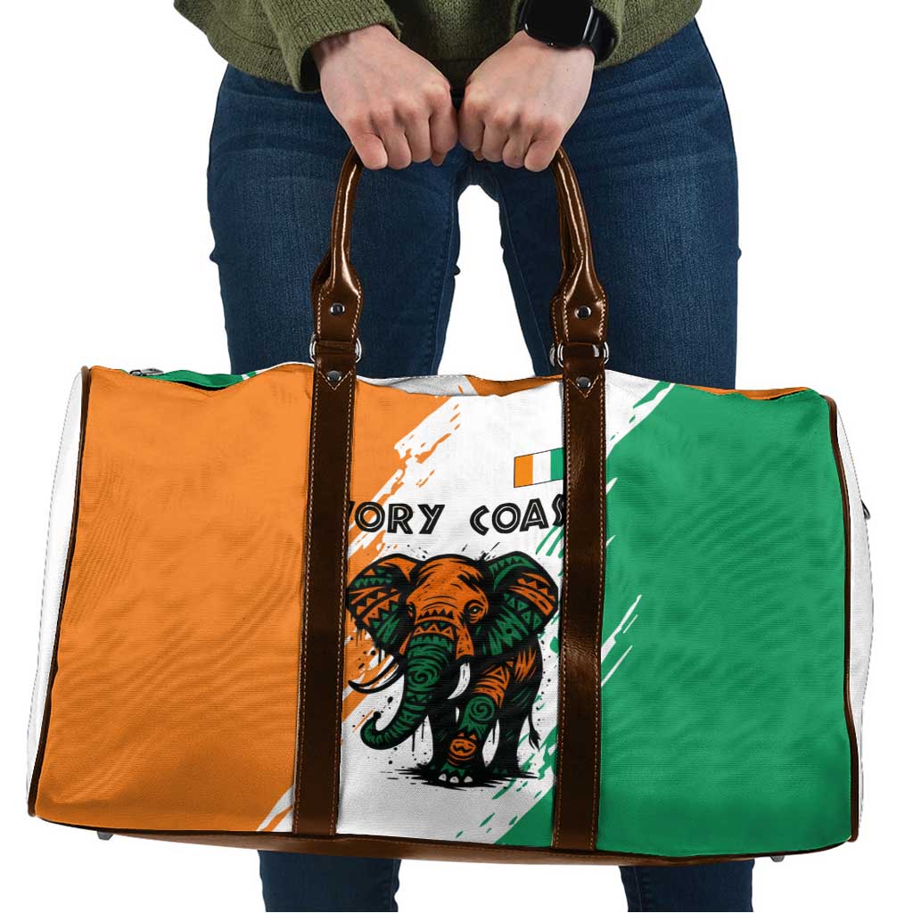 Ivory Coast Travel Bag with Tribal Elephant and Paint Splash Design - Wonder Print Shop
