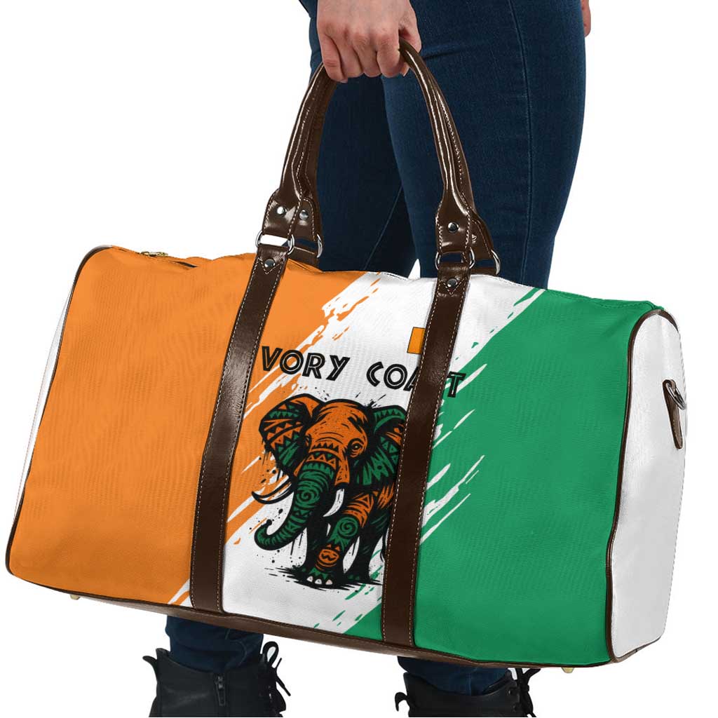Ivory Coast Travel Bag with Tribal Elephant and Paint Splash Design - Wonder Print Shop