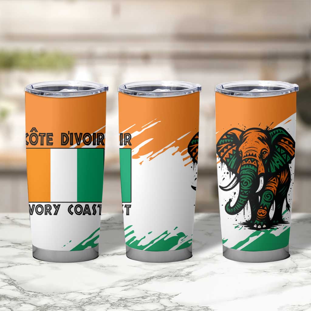 Ivory Coast Tumbler Cup with Tribal Elephant and Paint Splash Design - Wonder Print Shop