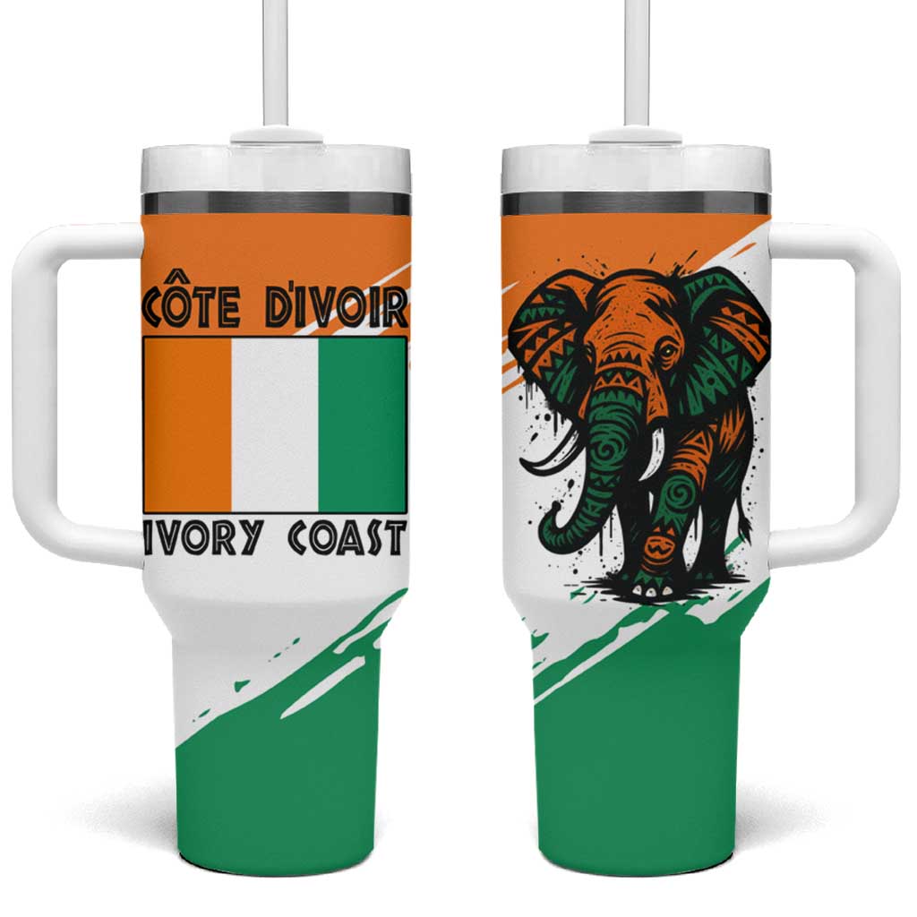 Ivory Coast Tumbler With Handle with Tribal Elephant and Paint Splash Design - Wonder Print Shop