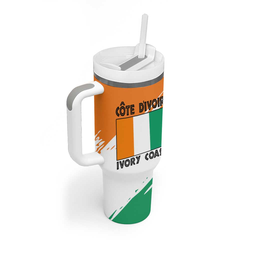 Ivory Coast Tumbler With Handle with Tribal Elephant and Paint Splash Design - Wonder Print Shop