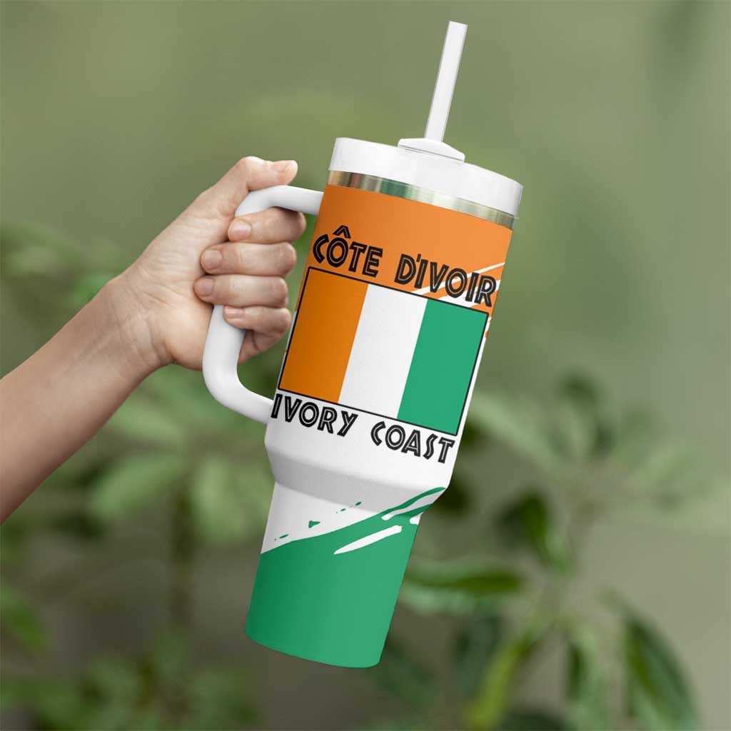 Ivory Coast Tumbler With Handle with Tribal Elephant and Paint Splash Design - Wonder Print Shop