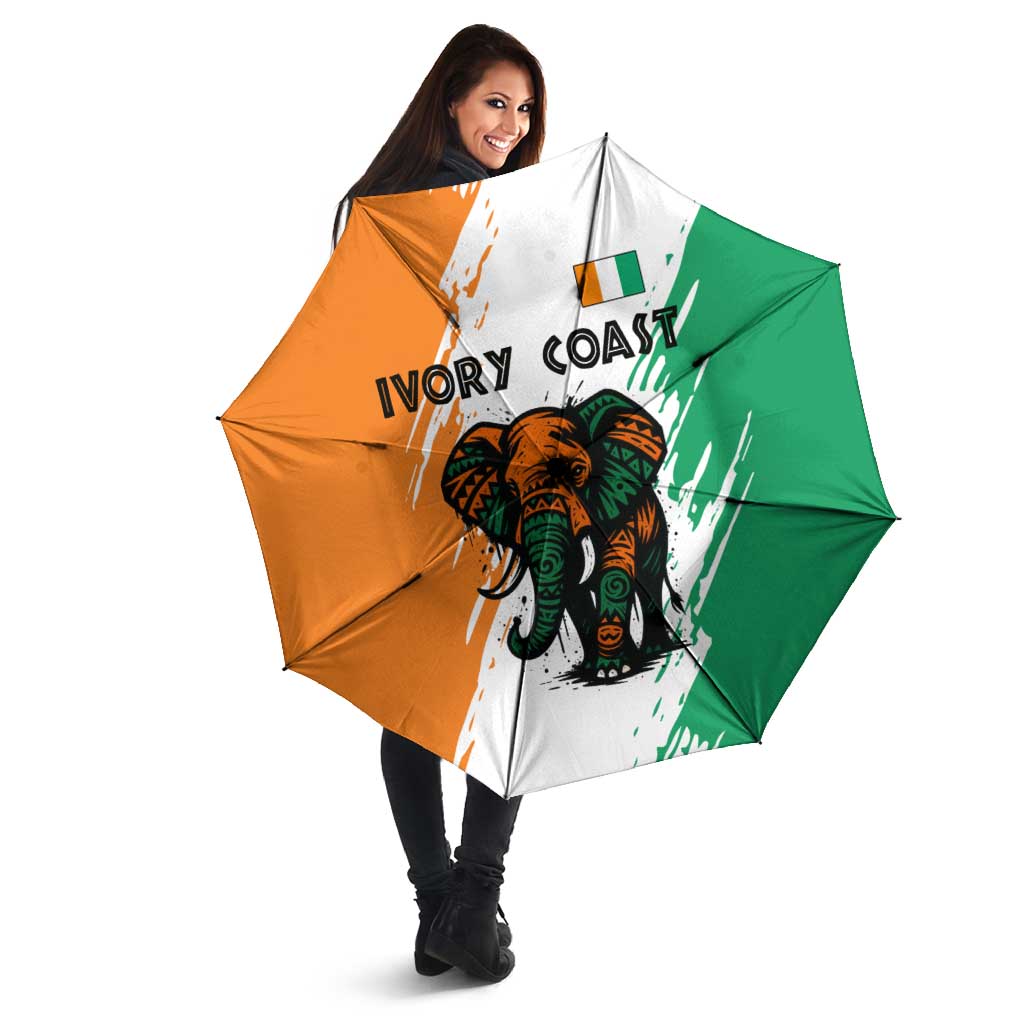 Ivory Coast Umbrella with Tribal Elephant and Paint Splash Design - Wonder Print Shop