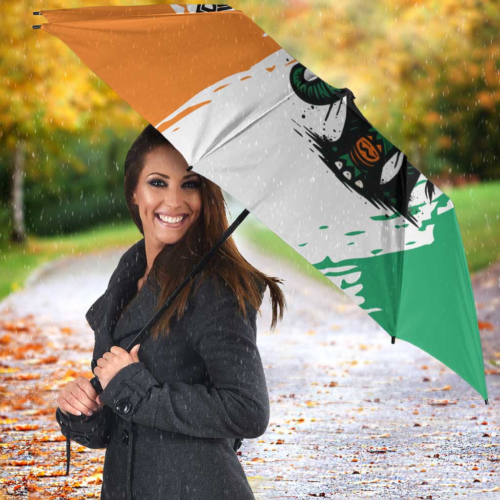 Ivory Coast Umbrella with Tribal Elephant and Paint Splash Design - Wonder Print Shop