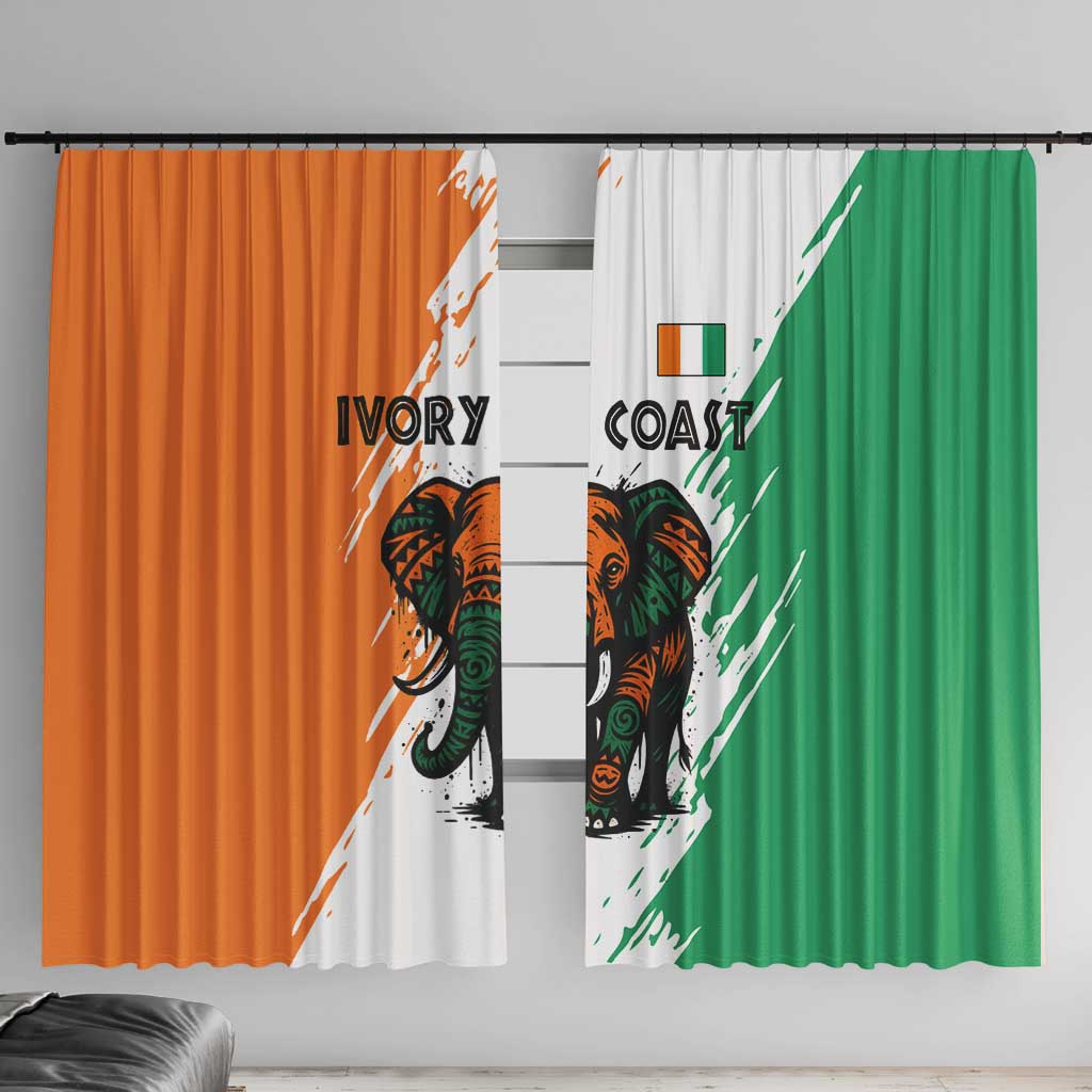Ivory Coast Window Curtain with Tribal Elephant and Paint Splash Design - Wonder Print Shop