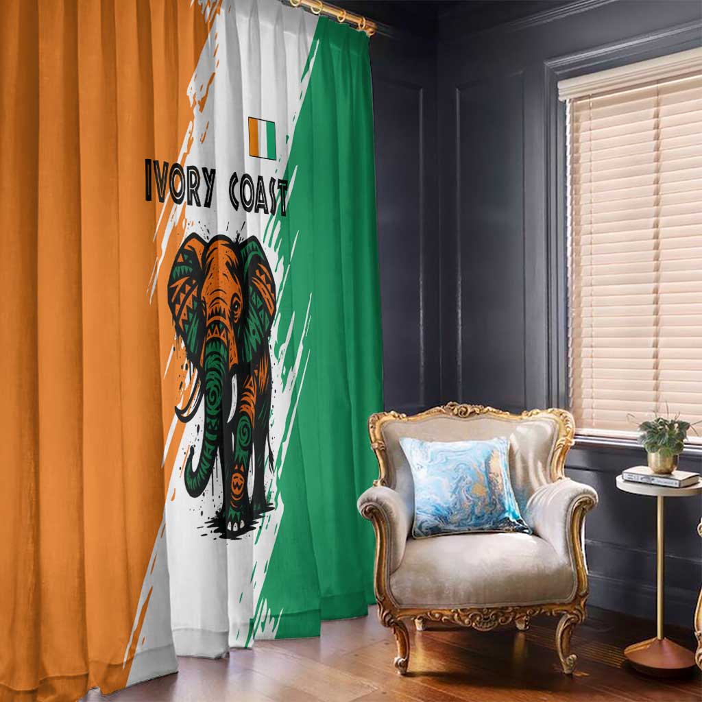 Ivory Coast Window Curtain with Tribal Elephant and Paint Splash Design - Wonder Print Shop