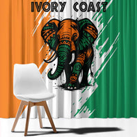 Ivory Coast Window Curtain with Tribal Elephant and Paint Splash Design - Wonder Print Shop