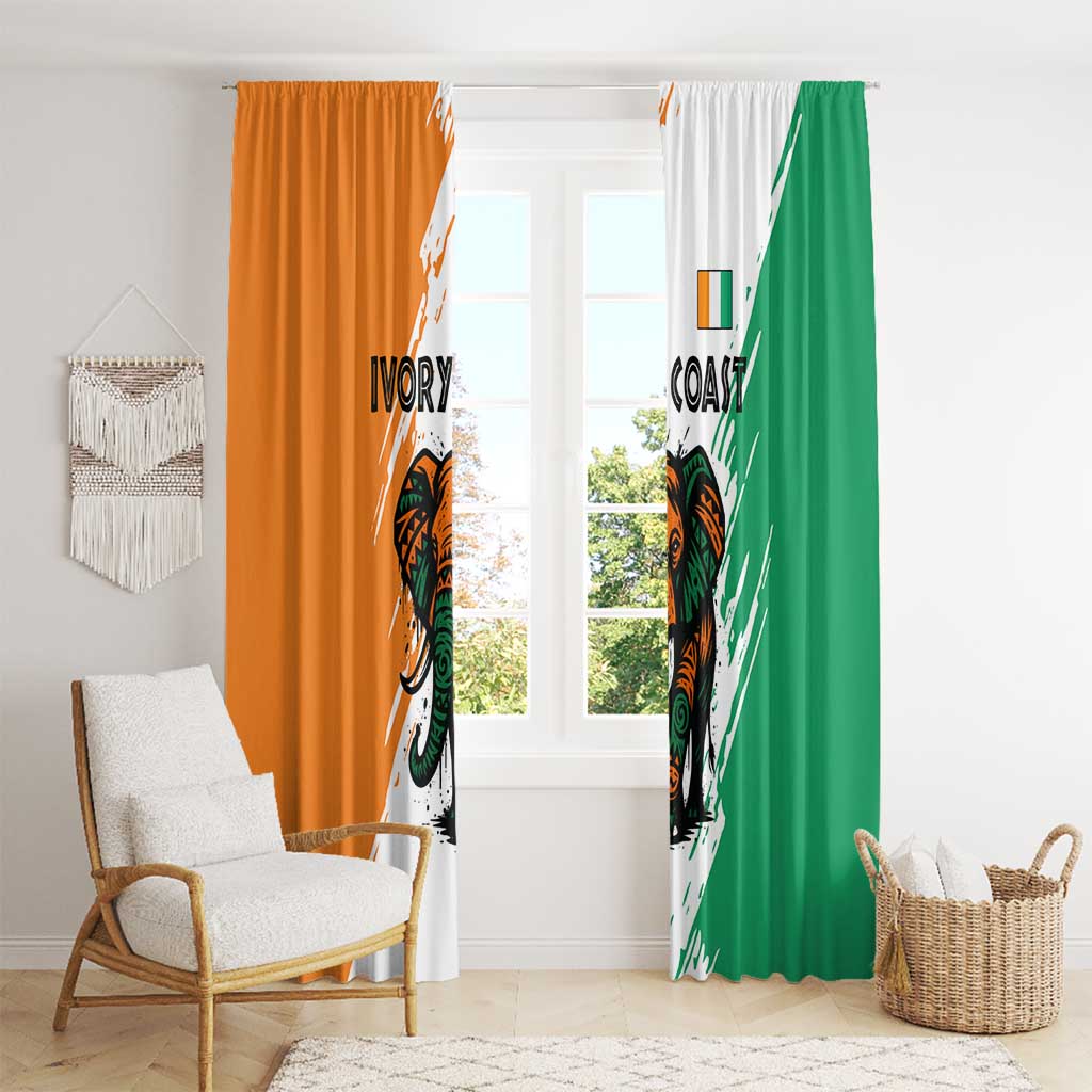 Ivory Coast Window Curtain with Tribal Elephant and Paint Splash Design - Wonder Print Shop