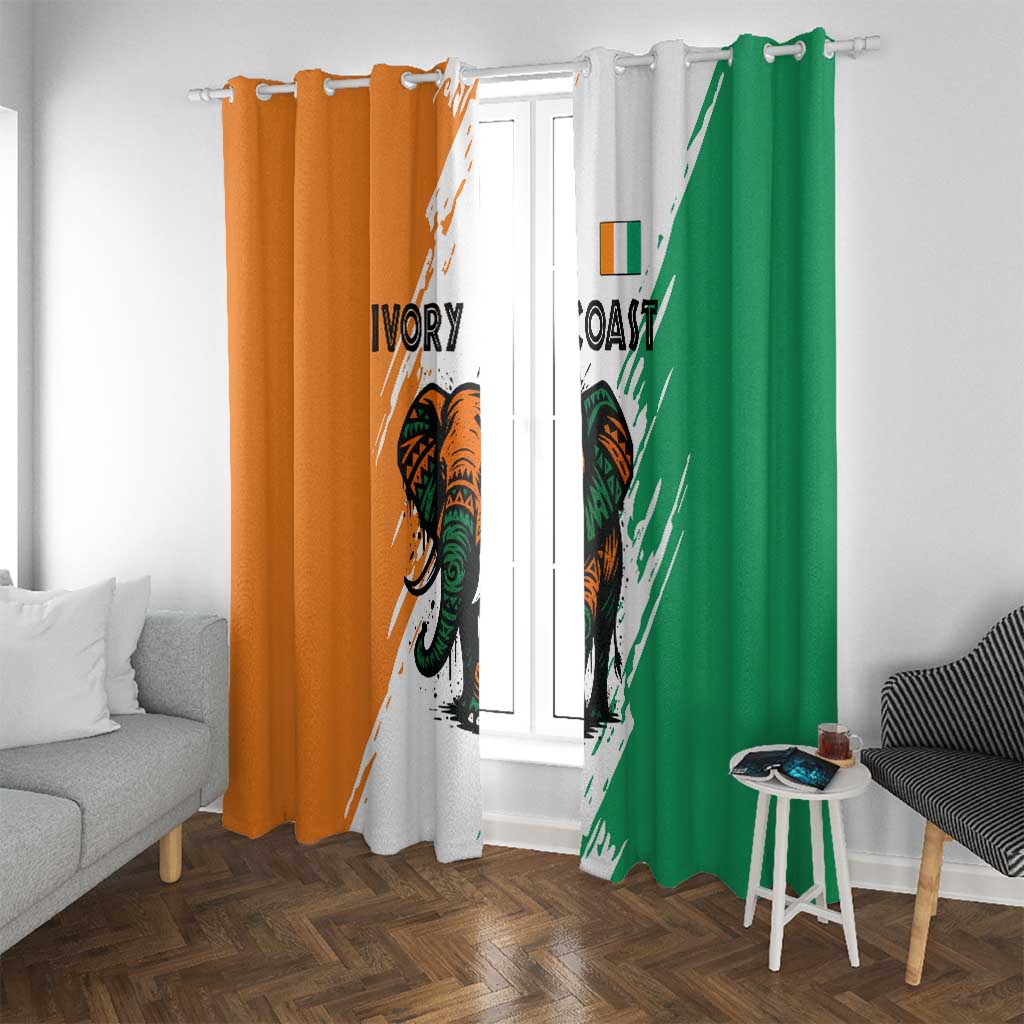 Ivory Coast Window Curtain with Tribal Elephant and Paint Splash Design - Wonder Print Shop