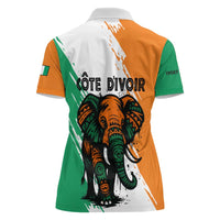 Ivory Coast Women Polo Shirt with Tribal Elephant and Paint Splash Design - Wonder Print Shop