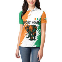 Ivory Coast Women Polo Shirt with Tribal Elephant and Paint Splash Design - Wonder Print Shop