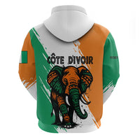 Ivory Coast Zip Hoodie with Tribal Elephant and Paint Splash Design - Wonder Print Shop