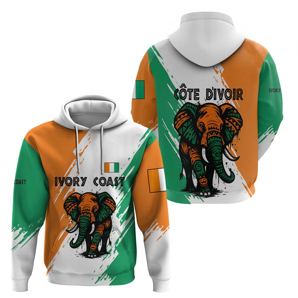 Ivory Coast Zip Hoodie with Tribal Elephant and Paint Splash Design - Wonder Print Shop