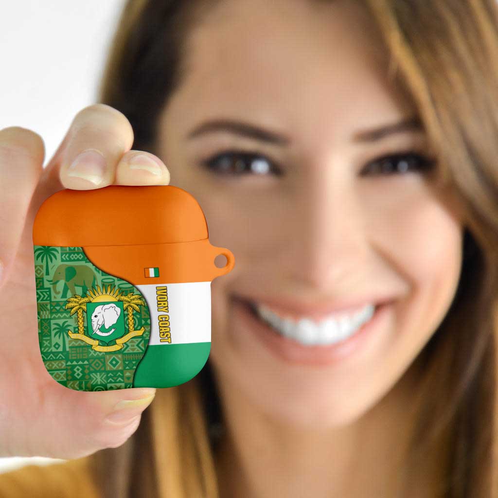 Ivory Coast AirPods Case with Elephant Crest and Tribal Pattern Design - Wonder Print Shop