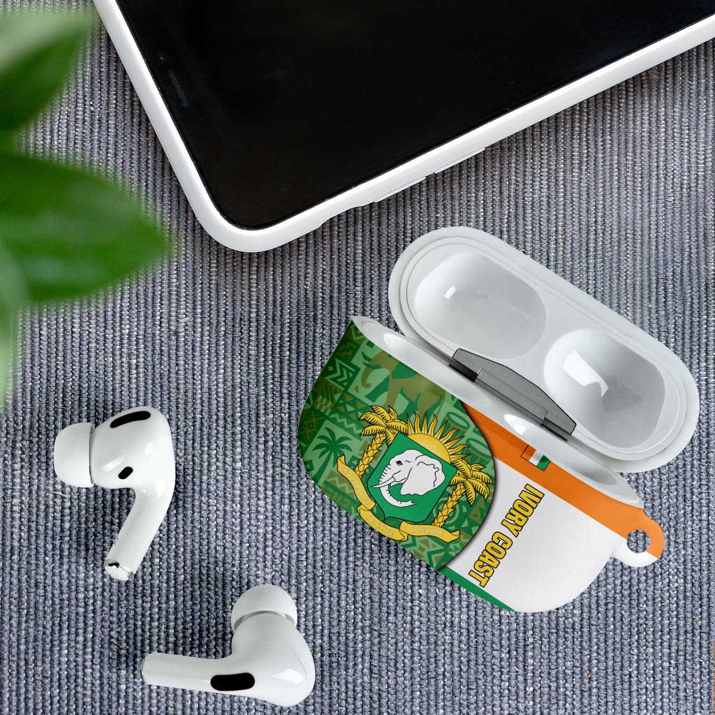 Ivory Coast AirPods Case with Elephant Crest and Tribal Pattern Design - Wonder Print Shop