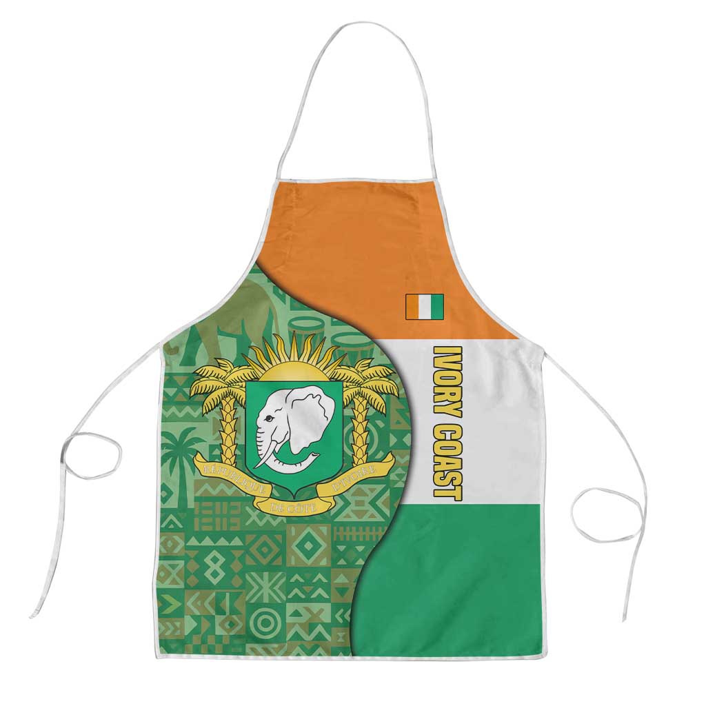 Ivory Coast Apron with Elephant Crest and Tribal Pattern Design - Wonder Print Shop