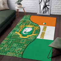 Ivory Coast Area Rug with Elephant Crest and Tribal Pattern Design - Wonder Print Shop