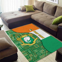 Ivory Coast Area Rug with Elephant Crest and Tribal Pattern Design - Wonder Print Shop