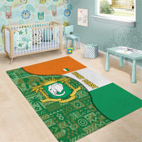 Ivory Coast Area Rug with Elephant Crest and Tribal Pattern Design - Wonder Print Shop