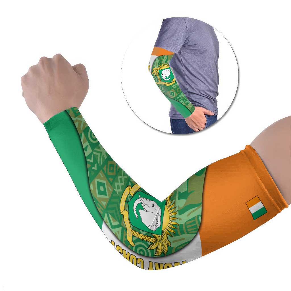 Ivory Coast Arm Sleeves with Elephant Crest and Tribal Pattern Design - Wonder Print Shop