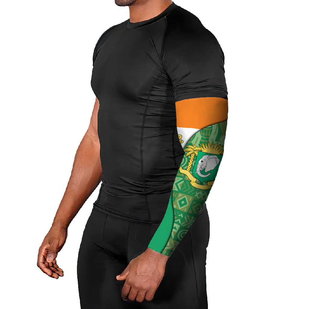 Ivory Coast Arm Sleeves with Elephant Crest and Tribal Pattern Design - Wonder Print Shop
