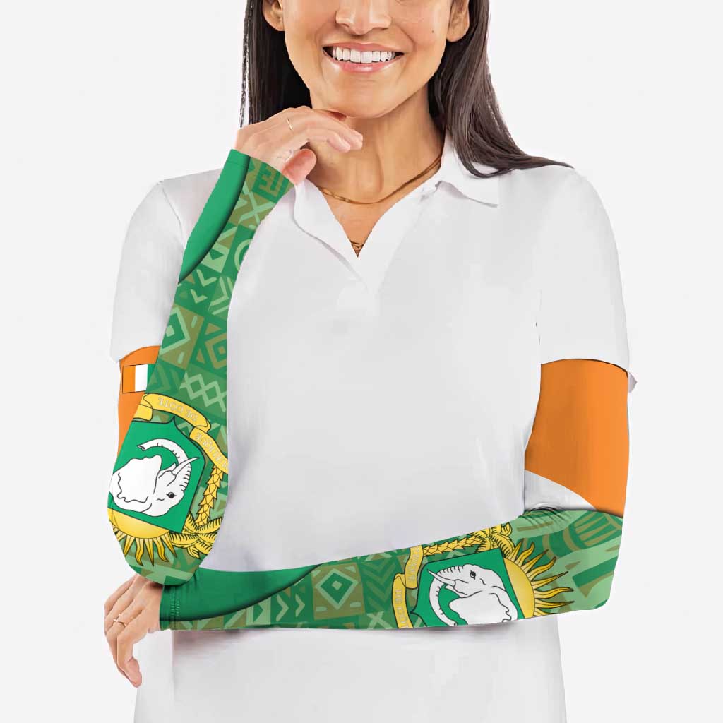 Ivory Coast Arm Sleeves with Elephant Crest and Tribal Pattern Design - Wonder Print Shop