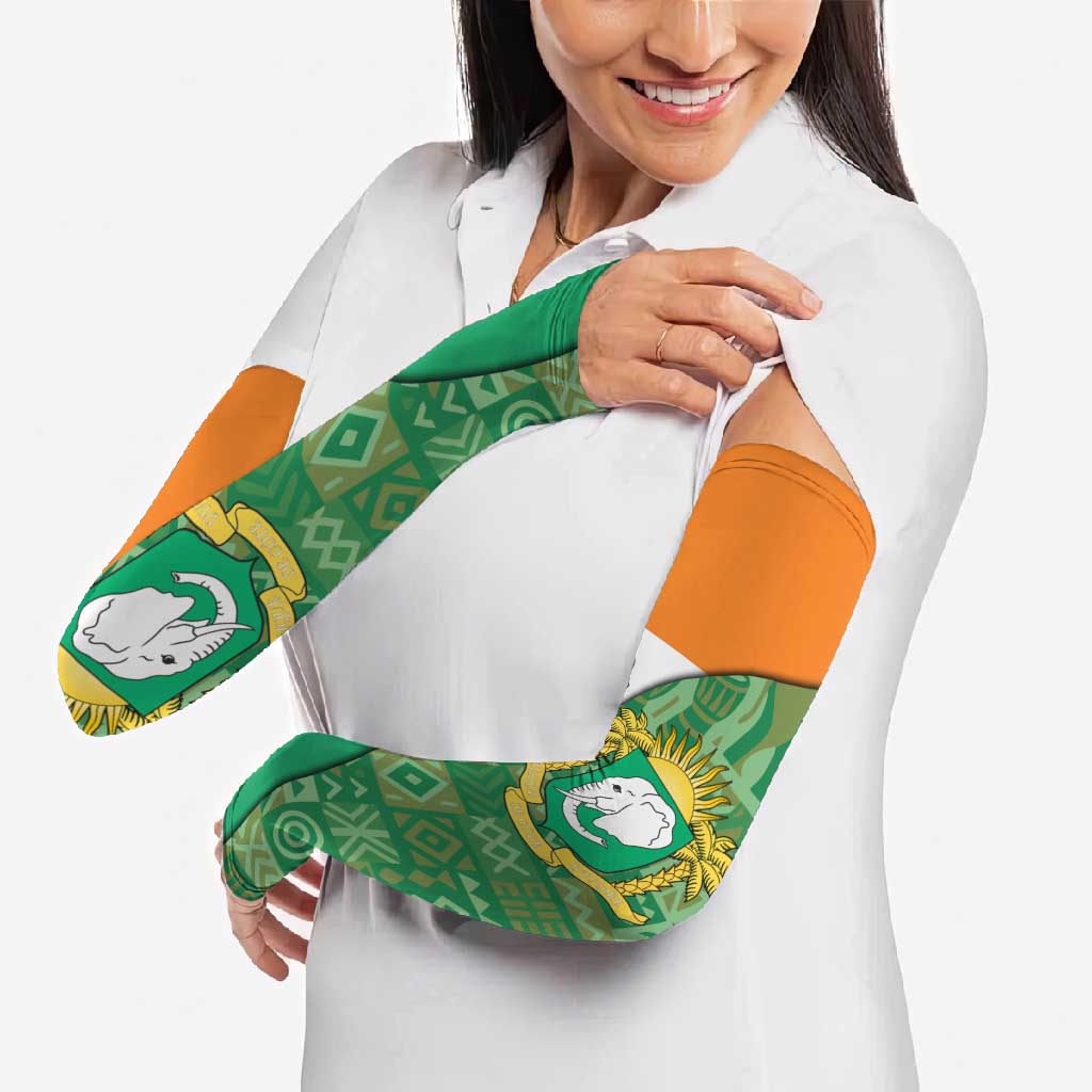 Ivory Coast Arm Sleeves with Elephant Crest and Tribal Pattern Design - Wonder Print Shop