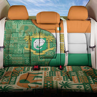 Ivory Coast Back Car Seat Cover with Elephant Crest and Tribal Pattern Design - Wonder Print Shop