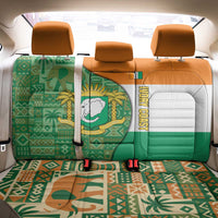 Ivory Coast Back Car Seat Cover with Elephant Crest and Tribal Pattern Design - Wonder Print Shop