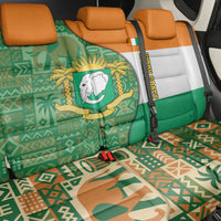 Ivory Coast Back Car Seat Cover with Elephant Crest and Tribal Pattern Design - Wonder Print Shop