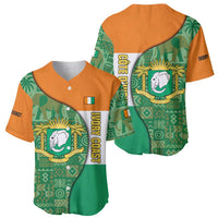 Ivory Coast Baseball Jersey with Elephant Crest and Tribal Pattern Design - Wonder Print Shop