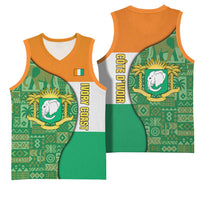 Ivory Coast Basketball Jersey with Elephant Crest and Tribal Pattern Design - Wonder Print Shop