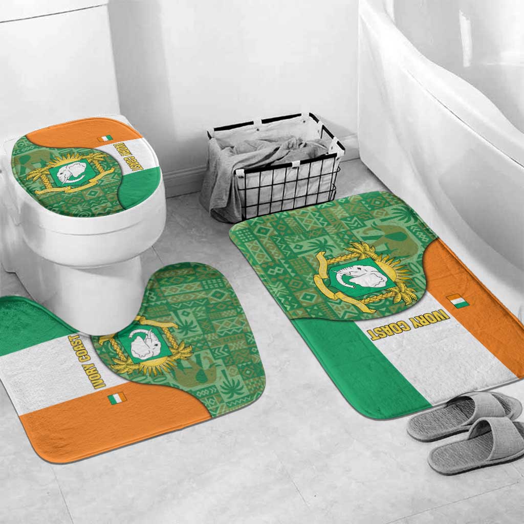 Ivory Coast Bathroom Set with Elephant Crest and Tribal Pattern Design - Wonder Print Shop