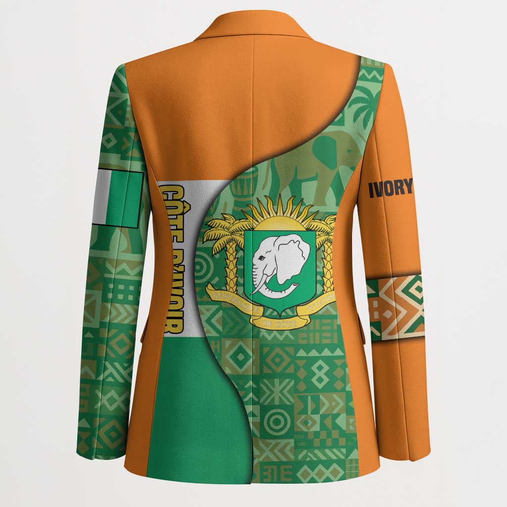 Ivory Coast Blazer with Elephant Crest and Tribal Pattern Design - Wonder Print Shop