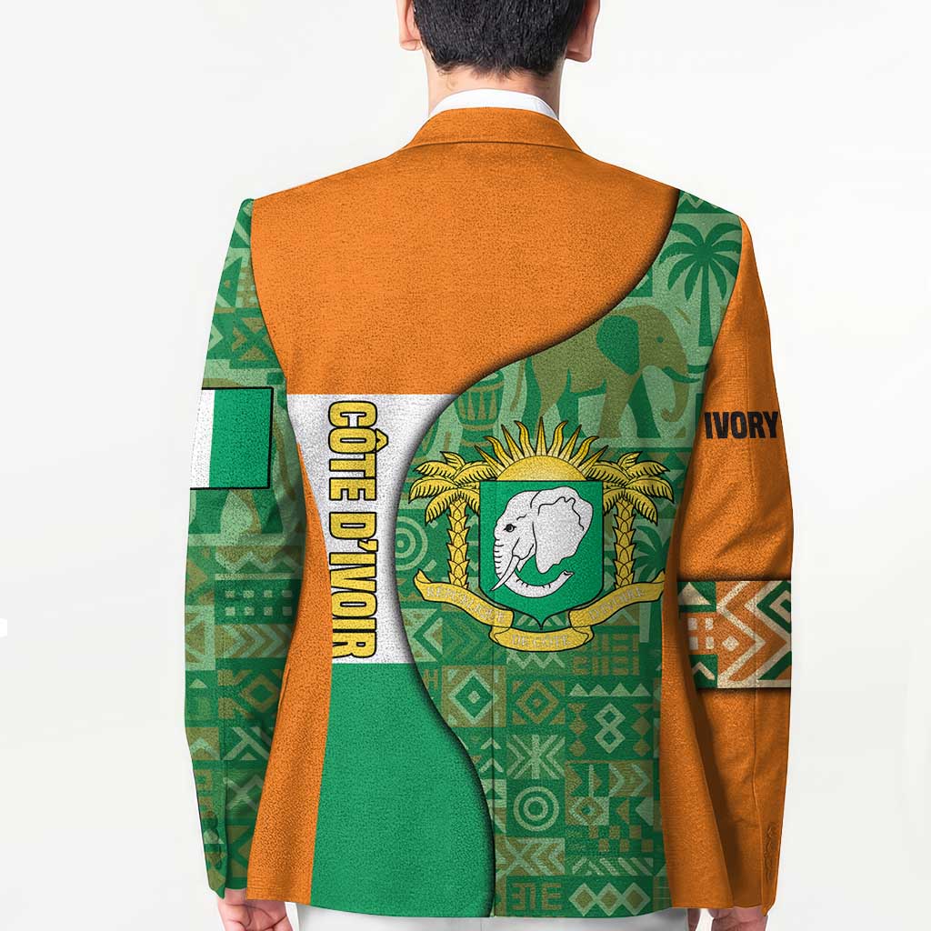 Ivory Coast Blazer with Elephant Crest and Tribal Pattern Design - Wonder Print Shop