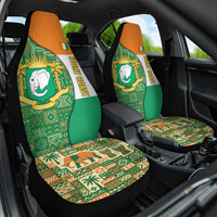 Ivory Coast Car Seat Cover with Elephant Crest and Tribal Pattern Design - Wonder Print Shop