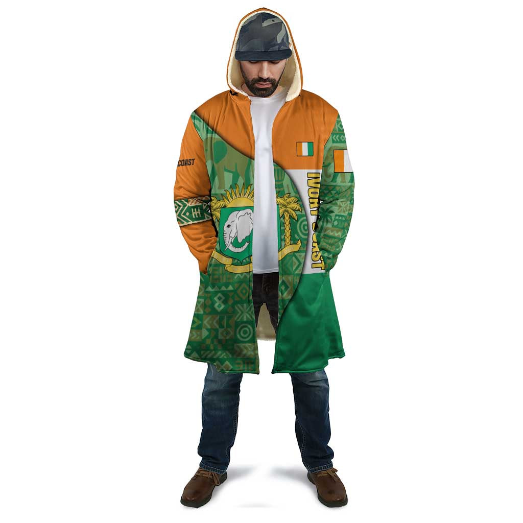 Ivory Coast Cloak with Elephant Crest and Tribal Pattern Design - Wonder Print Shop