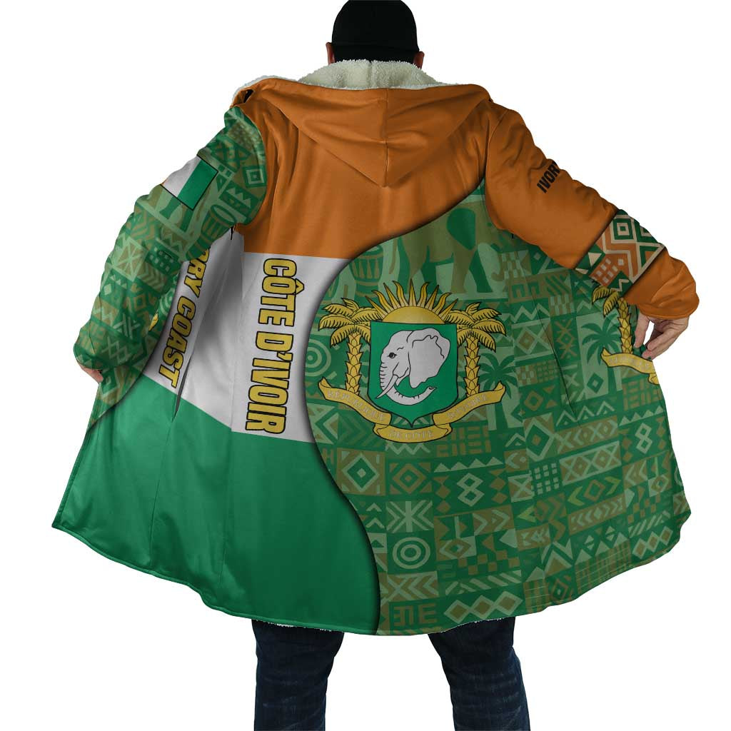 Ivory Coast Cloak with Elephant Crest and Tribal Pattern Design - Wonder Print Shop
