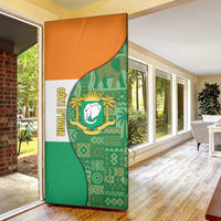 Ivory Coast Door Cover with Elephant Crest and Tribal Pattern Design - Wonder Print Shop