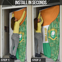 Ivory Coast Door Cover with Elephant Crest and Tribal Pattern Design - Wonder Print Shop