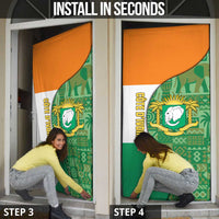 Ivory Coast Door Cover with Elephant Crest and Tribal Pattern Design - Wonder Print Shop